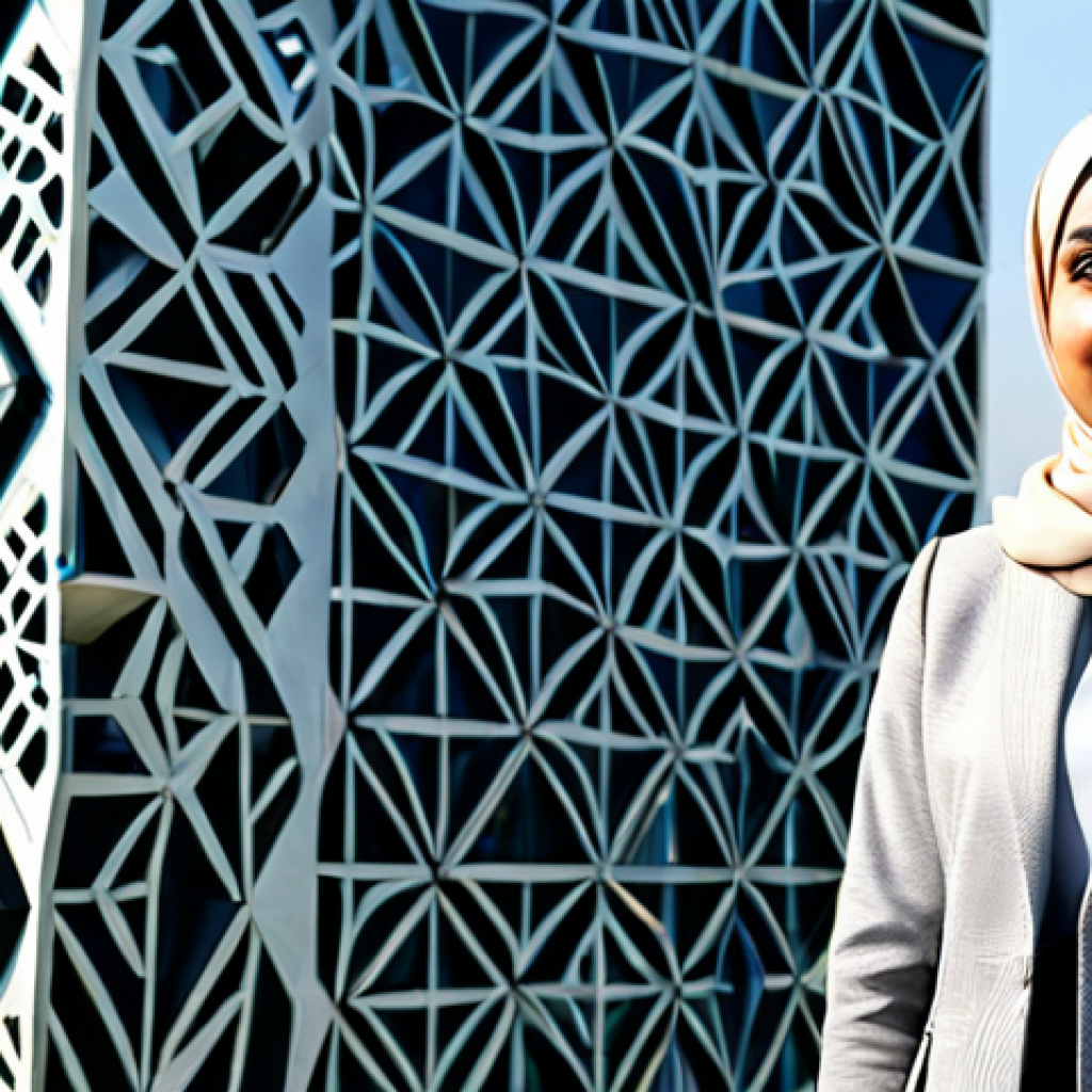 **

"A professional female architect, wearing a stylish and modest hijab and business attire, standing in front of a modern, eco-friendly building design inspired by traditional Islamic geometric patterns, showcasing sustainable materials, fully clothed, appropriate content, safe for work, perfect anatomy, natural pose, Dubai skyline in the background, professional architectural photography, high quality"

**