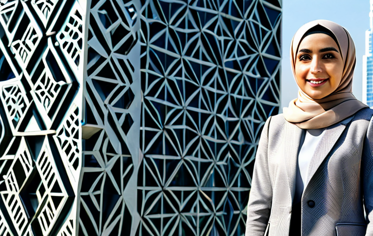 **

"A professional female architect, wearing a stylish and modest hijab and business attire, standing in front of a modern, eco-friendly building design inspired by traditional Islamic geometric patterns, showcasing sustainable materials, fully clothed, appropriate content, safe for work, perfect anatomy, natural pose, Dubai skyline in the background, professional architectural photography, high quality"

**