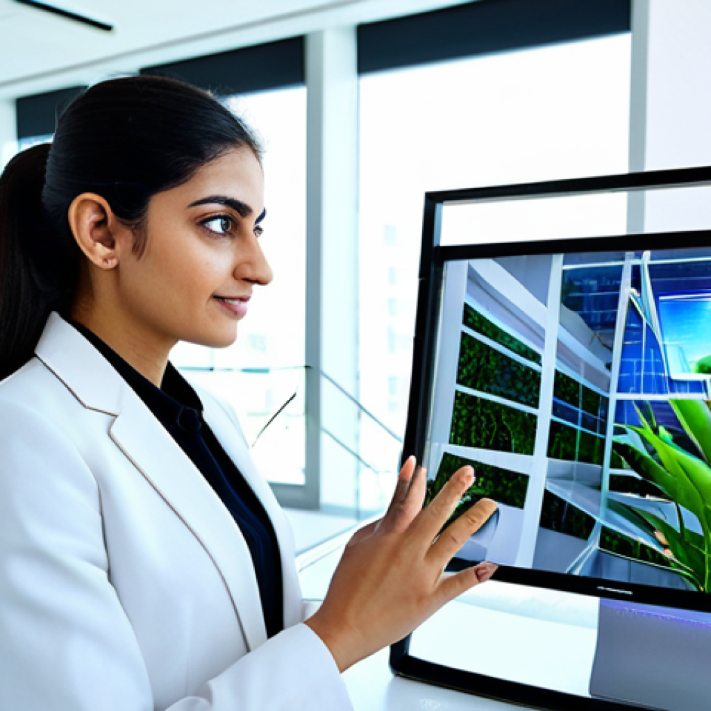 산업화와 환경 변화 - Future Workplace**

"A professional Arab businesswoman in a modern, fully clothed business suit, wor...