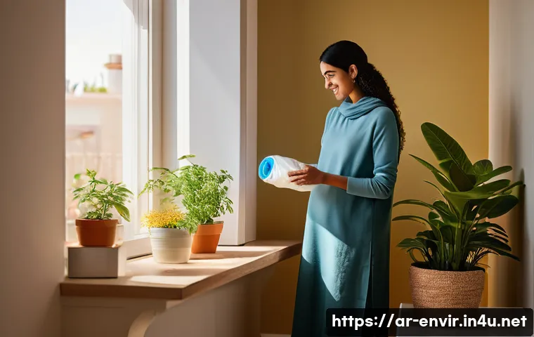 탄소 중립 목표 달성 - **Prompt:** A cozy, brightly lit modern Arab living room, where a mother, wearing modest contemporar...