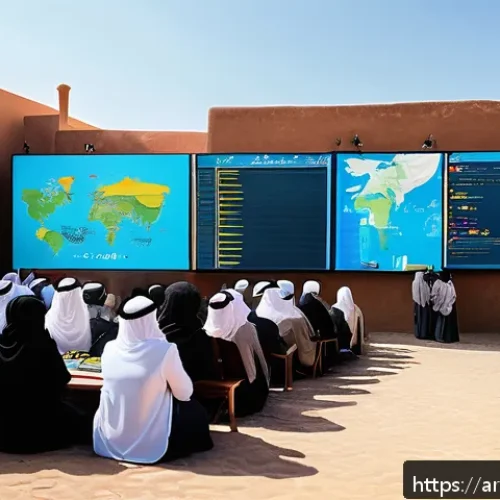 기후 리더십의 중요성 - A vibrant community workshop scene in a Middle Eastern setting, featuring diverse men and women of v...